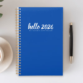 Minimalistisch Hello 2026 Blue Planer