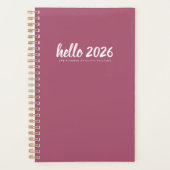 Minimalistisch Hello 2026 Rose Pink Planer (Vorderseite)