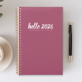 Minimalistisch Hello 2026 Rose Pink Planer