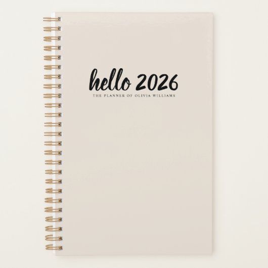 Minimalistisch Hello 2026 Sand Planer (Vorderseite)
