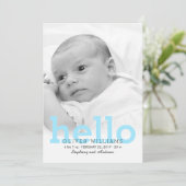 Minimalistisch Hello Baby Birth Foto Ankündigung (Stehend Vorderseite)
