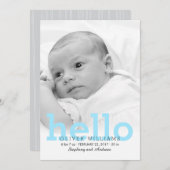Minimalistisch Hello Baby Birth Foto Ankündigung (Vorne/Hinten)