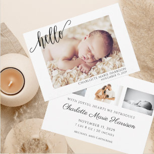 Minimalistisch Hello Baby Geburtskarte Einladung