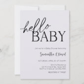 Minimalistisch Hello Baby Moderne Babydusche Einladung (Vorderseite)