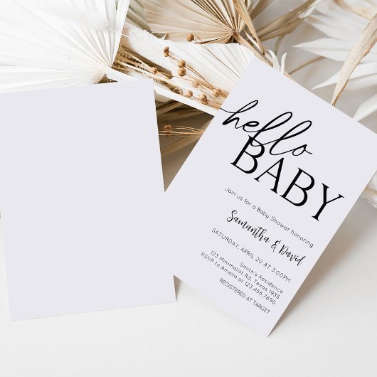 Minimalistisch Hello Baby Moderne Babydusche Einladung
