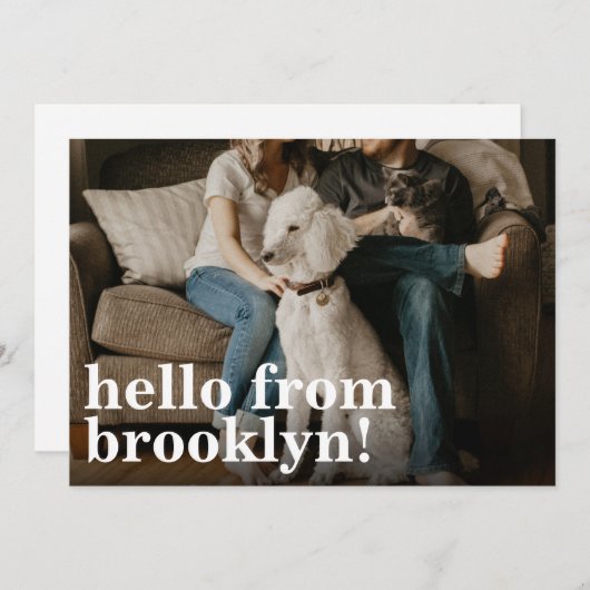 Minimalistisch Hello New Zuhause Address Foto Movi Ankündigung (Vorne/Hinten)