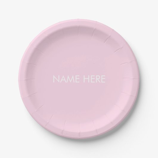 Minimalistisch hellrosa Individuelle Name Pappteller (Vorderseite)