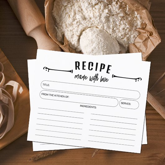 Minimalistisch hergestellt mit Liebe-Rezept-Karte