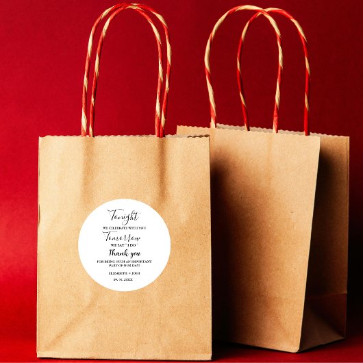 Minimalistisch Heute Abend feiern wir die Hochzeit Runder Aufkleber