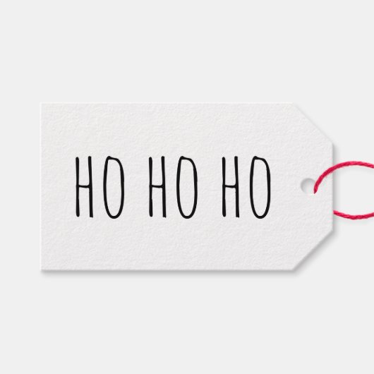 Minimalistisch HO HO HO Weihnachten. Niedlicher mo Geschenkanhänger (Vorderseite (Horizontal))