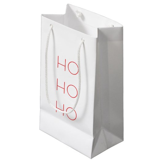 Minimalistisch HO HO HO Weihnachtsgeschenktasche Kleine Geschenktüte (Vorderseite Schrägansicht)
