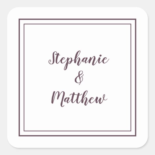 Minimalistisch Hochzeit Moderner Gefallen Vielen D Quadratischer Aufkleber (Vorderseite)