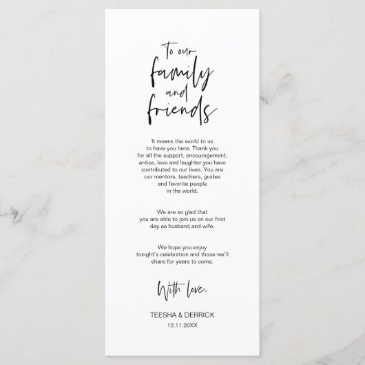 Minimalistisch, Hochzeitsplattform dank Karten (Vorderseite)