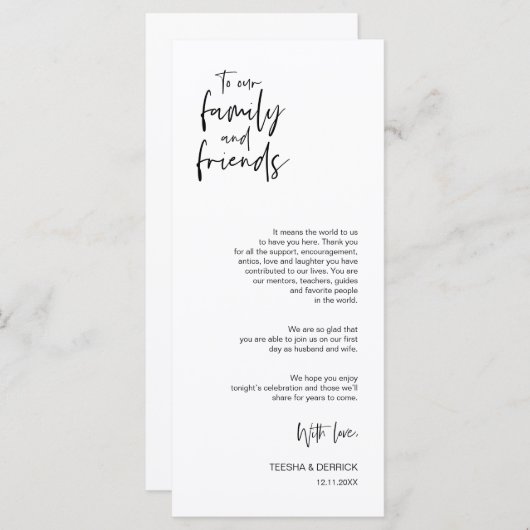 Minimalistisch, Hochzeitsplattform dank Karten (Vorne/Hinten)