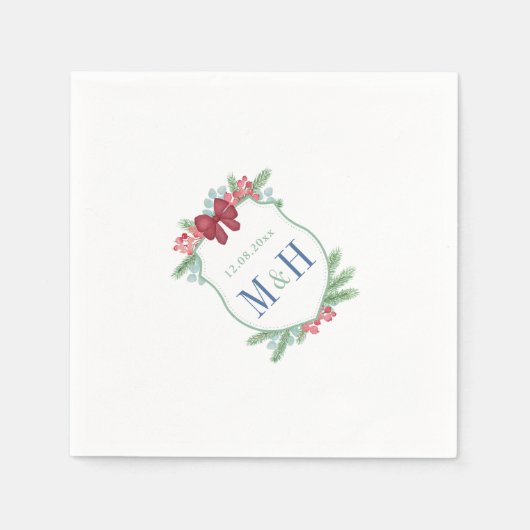 Minimalistisch Holidays Wappen Weihnachten Poltera Serviette (Vorderseite)