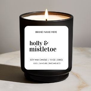 Minimalistisch Holly & Mistletoe Candle   Christma Quadratischer Aufkleber
