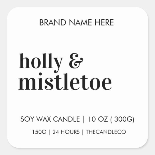 Minimalistisch Holly & Mistletoe Candle | Christma Quadratischer Aufkleber (Vorderseite)