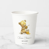 Minimalistisch Honey Bear Baby Dusche Pappbecher (Rückseite)