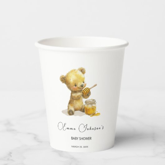 Minimalistisch Honey Bear Baby Dusche Pappbecher (Vorderseite)