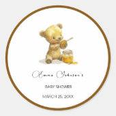 Minimalistisch Honey Bear Baby Dusche Runder Aufkleber (Vorderseite)