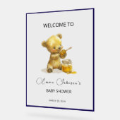 Minimalistisch Honey Bear Baby Dusche Willkommen Acrylschild (Winkel)