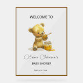 Minimalistisch Honey Bear Baby Dusche Willkommen Acrylschild (Vorderseite)