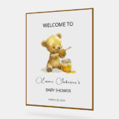 Minimalistisch Honey Bear Baby Dusche Willkommen Acrylschild (Winkel)