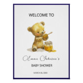 Minimalistisch Honey Bear Baby Dusche Willkommen Poster (Vorderseite)