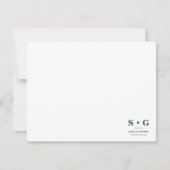 Minimalistisch Hunter Green Modern Monogram Mitteilungskarte (Vorderseite)