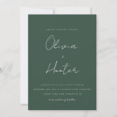 Minimalistisch Hunter Green QR Code Foto Hochzeit Einladung (Vorderseite)