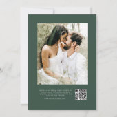 Minimalistisch Hunter Green QR Code Foto Hochzeit Einladung (Rückseite)