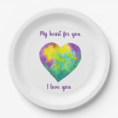 Minimalistisch I Liebe du Regenbogenfarben Herz Pappteller (Vorderseite)