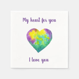 Minimalistisch I Liebe du Regenbogenfarben Herz Serviette