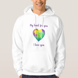 Minimalistisch I Liebe du Regenbogenherz Valentine Hoodie