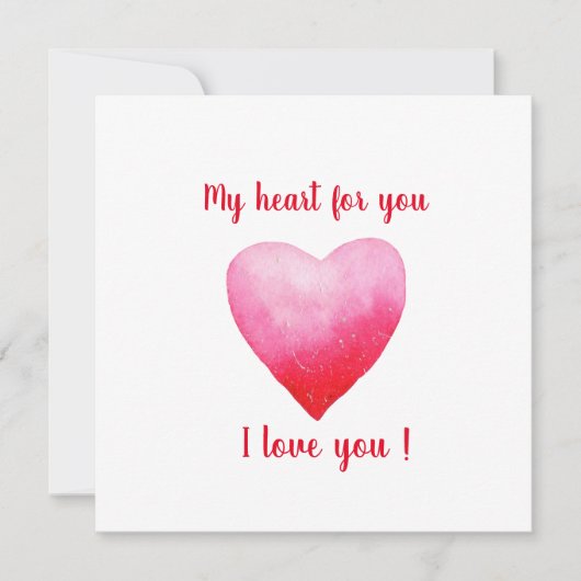 Minimalistisch I Liebe Ihr rotes Aquarellherz (Vorderseite)