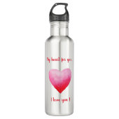 Minimalistisch I Liebe Ihr rotes Aquarellherz Edelstahlflasche (Vorderseite)