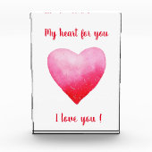 Minimalistisch I Liebe Ihr rotes Aquarellherz Fotoblock (Vorderseite)