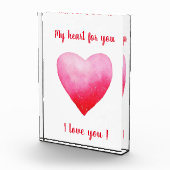 Minimalistisch I Liebe Ihr rotes Aquarellherz Fotoblock (Rechts)