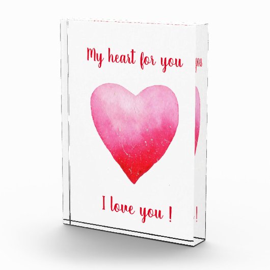 Minimalistisch I Liebe Ihr rotes Aquarellherz Fotoblock (Rechts)