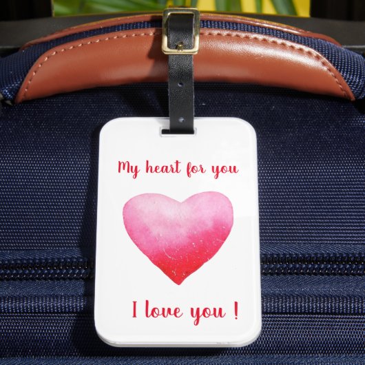 Minimalistisch I Liebe Ihr rotes Aquarellherz Gepäckanhänger (Vorderseite Insitu 2)