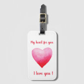 Minimalistisch I Liebe Ihr rotes Aquarellherz Gepäckanhänger (Vorderseite Vertikal)