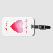 Minimalistisch I Liebe Ihr rotes Aquarellherz Gepäckanhänger (Vorderseite (Horizontal))