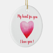 Minimalistisch I Liebe Ihr rotes Aquarellherz Keramik Ornament (Rechts)