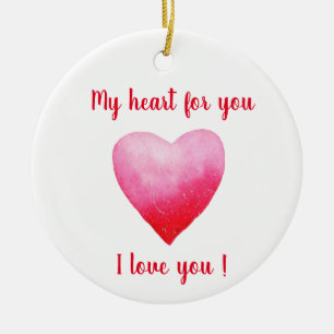 Minimalistisch I Liebe Ihr rotes Aquarellherz Keramik Ornament