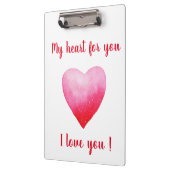 Minimalistisch I Liebe Ihr rotes Aquarellherz Klemmbrett (Links)