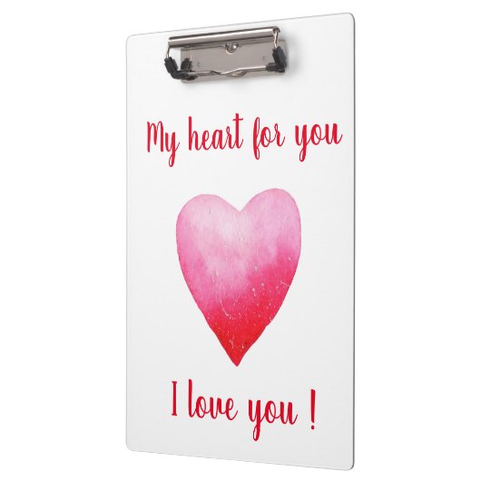 Minimalistisch I Liebe Ihr rotes Aquarellherz Klemmbrett (Links)