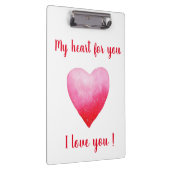 Minimalistisch I Liebe Ihr rotes Aquarellherz Klemmbrett (Rechts)