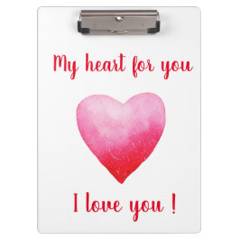Minimalistisch I Liebe Ihr rotes Aquarellherz Klemmbrett