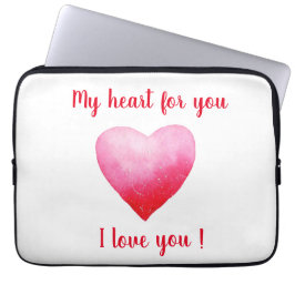 Minimalistisch I Liebe Ihr rotes Aquarellherz Laptopschutzhülle