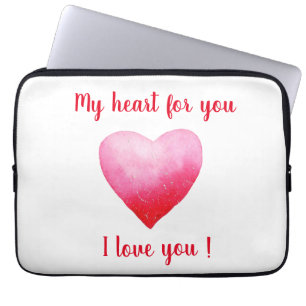 Minimalistisch I Liebe Ihr rotes Aquarellherz Laptopschutzhülle